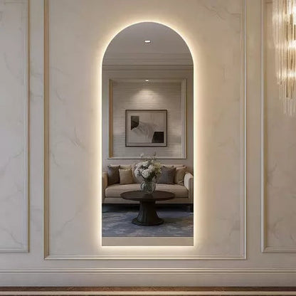 Espelho oval estilo Pinterest com base reta e LED 150 cm / 170 cm – Liquidação